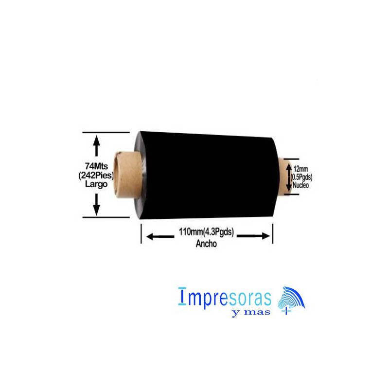 CINTA RIBBON ZEBRA CERA RESINA 5555 110MM X 74MTS 05555GS11007 ESCRITORIO 1 RIBBON