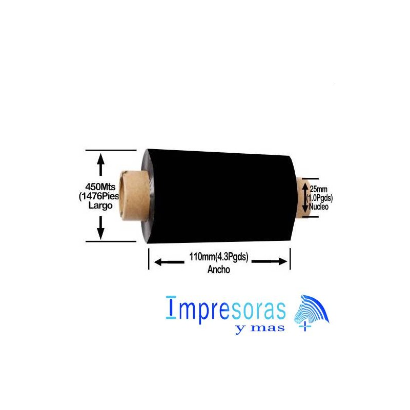 CINTA RIBBON ZEBRA CERA 6000 110MM X 450MTS 06000BK11045 INDUSTRIAL 24 RIBBON