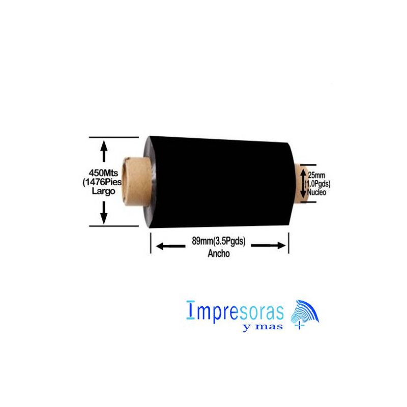 CINTA RIBBON ZEBRA CERA 2000 89MM X 450MTS 02000BK08945 INDUSTRIAL 24 RIBBON