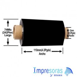 CINTA RIBBON ZEBRA CERA 6000 110MM X 74MTS 06000GS11007 ESCRITORIO 48 RIBBON
