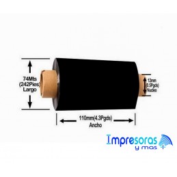 ✅ CINTA RIBBON ZEBRA 05319GS11007 110MM X 74MTS CERA TODOZEBRA
