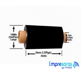 ✅ CINTA RIBBON ZEBRA 05319GS08407 84MM X 74MTS CERA TODOZEBRA