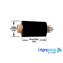 CINTA RIBBON ZEBRA RESINA 60MM X 450MTS 05095BK06045 TODOZEBRA