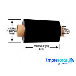 CINTA RIBBON ZEBRA RESINA 110MM X 450MTS 05095BK11045 TODOZEBRA