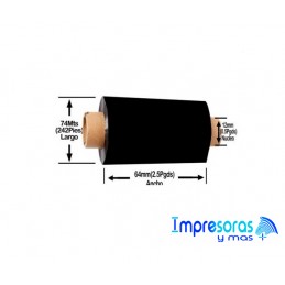 CINTA RIBBON ZEBRA RESINA 64MM X 74MTS 05095GS06407 TODOZEBRA
